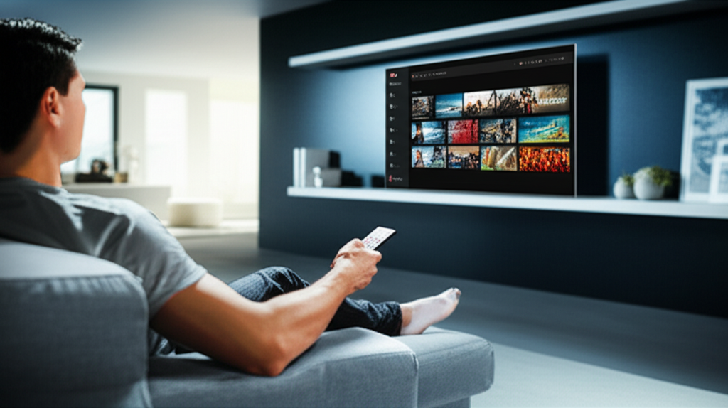 Pessoa assistindo IPTV em uma Smart TV